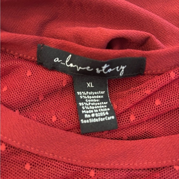 Red sexy romantic sheer sleeve flutter sleeve blouse size XL - Picture 12 of 12